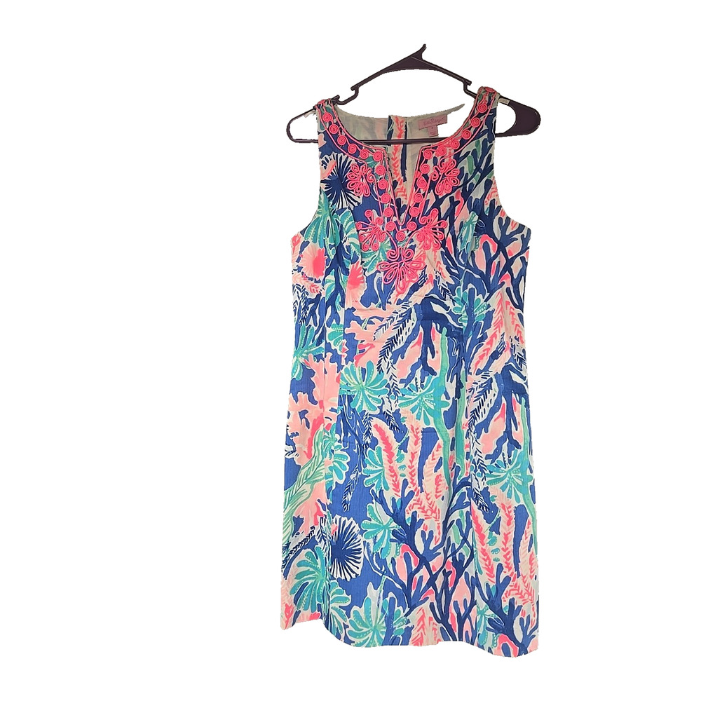 Lilly Pulitzer Womens Dress Gabby Shift Blues Aquatic Pattern Size 4 Small - Picture 11 of 14